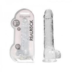 Realrock Realistic Dildo With Balls 9"Transparent