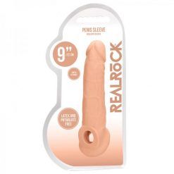 Real Rock Penis Extender With Rings - 9"- 22 Cm - Vanilla