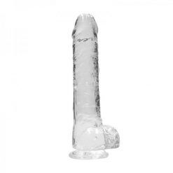 Realrock Crystal Clear Realistic Dildo With Balls 10 In. Translucent
