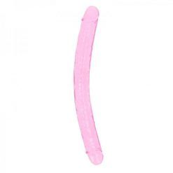 Realrock Crystal Clear Double Dong 18 In. Dual-ended Dildo Pink