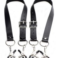 Spread Labia Spreader Straps with Clamps Black