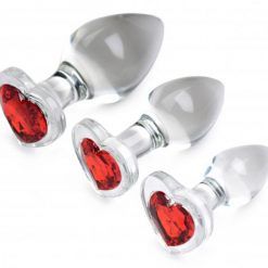 Red Heart Gem Glass Anal Plug Set