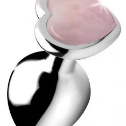 Authentic Rose Quartz Gemstone Heart Anal Plug - Medium