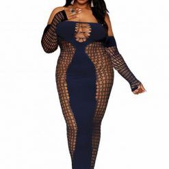 Bodystocking Gown W/ Opaque Front & Back Denim Q/s
