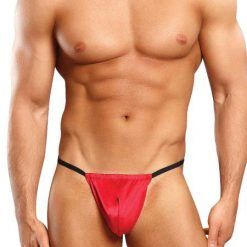 Male Power Posing Strap Satin Lycra Red O/S