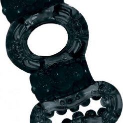 Double Power Cock and Balls Ring - Black