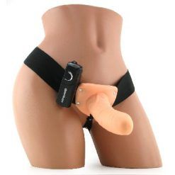 6"Vibrating Hollow Strap On - Beige