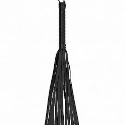 Ouch! Skulls and Bones Whip with Skulls Black Leather