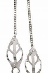 Endurance Butterfly Nipple Clamps With Jewel Chain Silver